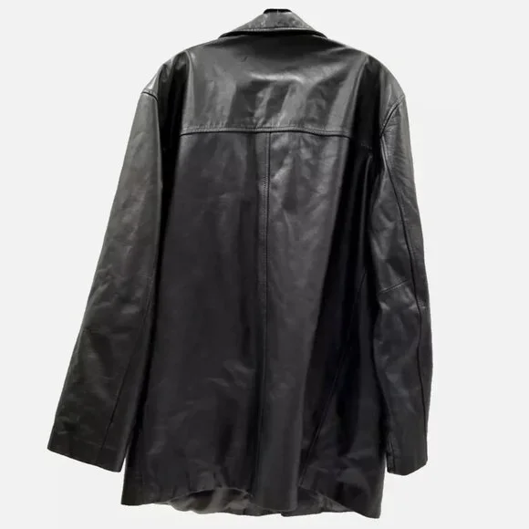 Vintage Y2K Banana Republic Leather Jacket L Blazer Men’s Moto Western Trench - Picture 5 of 10